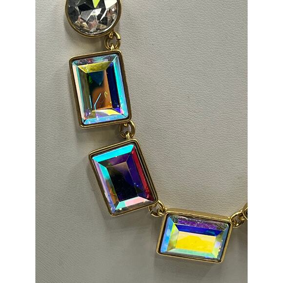 J. Crew Aurora Borealis Multicolor Iridescent Rhinestone statement Necklace New - Picture 3 of 13